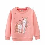 HSTiSan Toddler Girls Cotton Sweatshirt Pullover Sweater Little Kids Long Sleeve Crewneck Tops Tee, Pink - Unicorn 2/4T