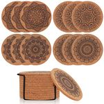 TOOINKCV 12Pcs Cork Coasters, Set of 12 Drinks Coasters, Round Absorbent Cup Coasters, Glass Coaster Mat for Dining Table, Coffee Bar Table, Home, Restaurant, Cold or Warm Drinks (Cork Colour)