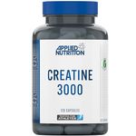 Applied Nutrition Creatine 3000 - Creatine Monohydrate Capsules 3000mg Per Serving, High Strength Supplement, Increases Physical Performance (120 Capsules - 30 Servings) (New)