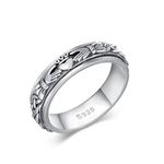 Claddagh Fidget Spinner Rings 925 Sterling Silver Celtic Knot Anxiety Ring Eternity Love Irish Claddagh Jewelry Gifts for Women Girls Men Mom Wife (Size 10)