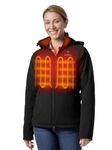 ORORO Women's Slim Fit Heated Jacket with Battery Pack and Detachable Hood, Black, X-Small