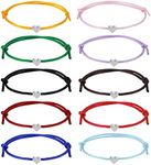 Bestomrogh 10 Pcs Heart Rope Bracelets Couple Bracelets, Adjustable Friendship Bracelets Long Distance Matching Bracelet Jewelry Gift for Best Friends Lover Couple Mens Teen Girls