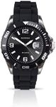 Sekonda Mens 44 mm Black Analogue Watch Magnified Date Bubble and Silicone Strap Water Resistant 50 m