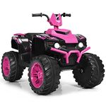 Maxmass 12V Electric Quad Bike, Kids Ride on ATV with LED Light, Bluetooth, Music & Horn and Slow Start, Children Battery Powered Vehicle Toy Car for Toddler 3-7 Years Old (Pink)