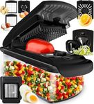 Vegetable Chopper Vegetable Cutter - Food Onion Salad Veggie Chopper with Container - French Fry Potato Dicer Slicer Cutter - Kitchen Tools & Gadgets (8-in-1 Black)