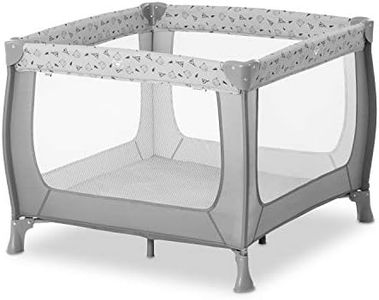 hauck Parque Cuna Play N Relax SQ, Gran Superficie 90 x 90 cm, Cuna de Viaje Plegable, Cuna Gemelar, Ligera, Compacta, con Grandes Ventanas, Bolsa de Transporte Incluida, Gris Nordic