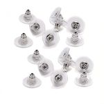 RADHESH Creation & Jewellery 10x10 mm Oxidised Earring Backs Stopper Earnuts Stud Earring Rubber Back Supplies for Jewelry Findings Making Accessories Silver (PC of 50)