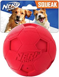 Nerf Soccer Squeak Ball Dog Toy, Red, Large