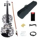 Kinglos 4/4 Black White Skull Colored Solid Wood Acoustic/Electric Violin Kit with Ebony Fittings Full Size (YSDS1312)