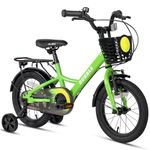 Glerc Bubble 12 Inch Kids Bike for 1 2 3 4 Years Old Little Boys & Girls Bicycles with Basket Stabilisers and Rear Rack, Green