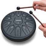 LEKATO Steel Tongue Drum, Mini Handpan Drum 6 Inch 11 Notes D Major, Alloy Steel Percussion Instruments for Meditation Yoga Musical Education, Ethereal Balmy Drum for Adult Beginner, Navy Blue