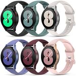 Higgs 6 Pack Straps Compatible with Samsung Galaxy Watch 6/Watch5/4 40mm 44mm for Women, Samsung Galaxy Watch 5 Pro 45mm/Galaxy Active 2/Galaxy Watch 3, 20mm Soft Silicone Replacement Sport Strap