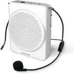 Norwii S368 Portable Voice Amplifier Mini Rechargeable with Wired Microphone Headset and Waistband, Voice Power Amplifiers for Indoor Teaching, Training, Tour Guides, Coaches - White