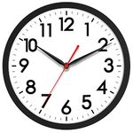 AKCISOT Wall Clock 10 Inch Silent Non-Ticking Modern Clocks Battery Operated - Analog Small Classic for Office, Home, Bathroom, Kitchen, Bedroom, School, Living Room(Black)