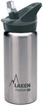 Laken Jannu Vacuum Insulated Stainless Steel Water Bottle with Straw Cap and ..., Plain/Silver, 17 Ounce