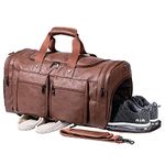 Weekender Bag with Shoe Compartment,Waterproof Leather Overnight Bag Beis Weekender Bag Mens Travel Duffle Bag Large Carry on Bag Travel Tote Duffel Bag for Men or Women-Brown