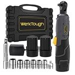 werktough Power Cordless Ratchet Wrench 3/8" Tool Kit with 2 Pack Li-ion Batteries 8 Accessories and 1 Fast Charger …