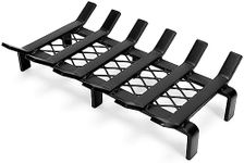 WILLOW WEAVE 13" Fireplace Grate with Ember Retainer, Wood Stove Grate Rack, Heavy Duty Solid Steel Firewood Holder, Non-Assembly Fire Grate for Indoor Hearth Outdoor Firepit - Matt Black