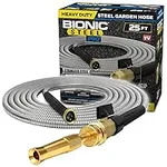 Bionic Steel PRO Garden Hose - 304 Stainless Steel Metal 25 Foot Garden Hose – Heavy Duty Lightweight, Kink-Free, and Stronger Than Ever with Brass Fittings and On/Off Valve – 2023 Model