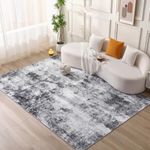 COOUS Washable Rugs for Living Room - Ultra Soft Area Rugs, Short Pile Non-Slip Non-Shedding Abstract Carpet, Stain Resistant Faux Wool Rugs for Bedroom Dining Room (Grey 120x170CM)