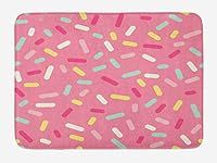 Ambesonne Pink and White Bath Mat, 