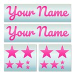 2 x Custom Car Name Stickers With Shapes - Curly Script Style