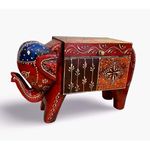 Original Kikan Indian Elephant Hand painted Decorated Heavy Wooden Jewellery Treasure Storage Box 30 X 17 CMS