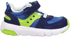 Saucony Jazz LITE 2.0 Sneaker, Blue/Green, 5.5 Wide US Unisex Little_Kid