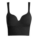 Women's Sexy Sports Bra Sports Bras Yoga Running Seamless for Large Bust One Piece Breathable Push Up Full Coverage, Black, X-Large