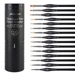 Golden Maple Miniature Paint Brushes, 15PC Model Brushes Micro Detail Paint Brush Set, Fine Detailing for Acrylics, Oils, Watercolors & Paint by Number, Citadel, Figurine, 40k (Black)