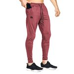 BROKIG Mens Lightweight Gym Jogger Pants,Men's Workout Sweatpants with Zip Pocket(Burgundy,XX-Large)