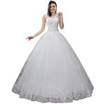 GOWNLINK Ball Wedding Maxi Gown for Christian Women White with Extra Sleeve Size Custom (White-B-G01) (GLHSD189CB) Medium