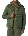 Amazon Essentials Men's Packable Lightweight Water-Resistant Puffer Jacket (Available in Big & Tall), Dark Green, M