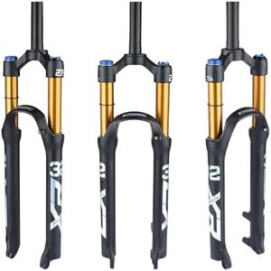 KRSEC 27.5/29 Air Bike Suspension Fork Mountain Bike Fork Travel 120mm,Rebound Adjust 1 1/8 Straight/Tapered Tube QR 9mm Manual/Remote Lockout XC AM Ultralight Mountain Bike Front Forks, Black