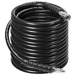 YAMATIC 3/8" Pressure Washer Hose 100FT with Stainless Steel Quick Connector, 5000PSI Rubber Power Washer Replacement Hose, Steel Wire Braided, Compatible with Simpson, Craftsman, Champion