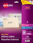 Avery Clear Address Labels with Easy Peel for Laser and Inkjet Printers, 1" x 2-5/8", Glossy Clear, Rectangle, 750 Labels, Permanent (7660) Made in Canada