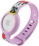 Disney WristBand for Apple AirTag Universal Fit and Adjustable Soft Durable Silicone AirTag Watch Band, Protect Tracker Secure Grip LightWeight… (Minnie Faces Purple)