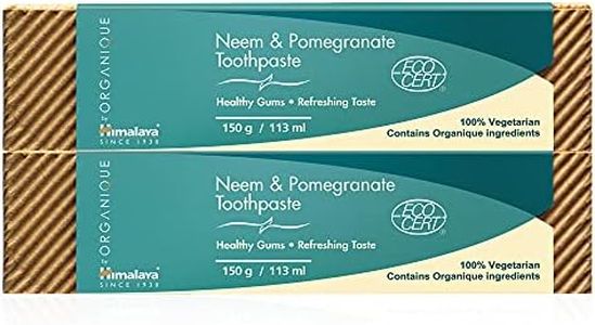 ORGANIQUE BY HIMALAYA Herbals Pasta de Dientes de Neem y Granada, Natural, Sin Fluoruro, Sacarina y SLS, Certificado Orgánico por Ecocert, 150g (SAVER PACK - Pack of 2)