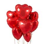 Party Propz Valentines Day Decoration Items - Pack of 5 Valentines Balloons with Red Heart Shaped Foil Balloons for Decoration for Girlfriend, Boyfriend, Husband - Anniversary, Wedding Decoration