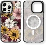 Rosarnnah Magnetic for iPhone 14 Pro Magsafe Case Cute Aesthetic - Durable Shockproof 6.6 ft Drop Impact Phone Case Cover with Funny Fashion Sunflower 6.1" Black