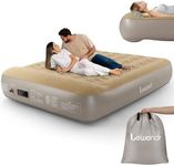 Lewondr Queen Air Mattress with Built in Pump, 13" Deluxe Blow Up Mattress with Pillow Design, 3Min Fast Inflatable Mattress for Camping, Home, Guests, Travel (550lb MAX), Khaki