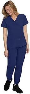 STAT MEDICAL WEAR Scrub Set for Women with 2 Pocket Crossover Scrub Top with 5 Pocket Jogger Pant Scrub - 110210, M, Navy