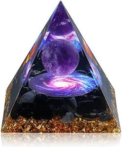 Hopeseed Orgone Pyramid for Positive Energy, Orgonite Amethyst&Obsidian Healing Crystal Pyramids for Reduce Stress Chakra Reiki Healing Meditation Attracts Lucky and Success