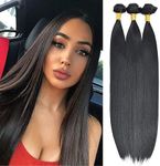 Brazilian Straight Hair 3 Bundles Brazilian Virgin Hair Straight Bundles 12A Straight Human Hair Bundles Natual Black Color 300g Can be Dyed (16 18 20 Inch)