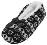 Atania Ladies Ballet Style Plush Slipper Socks Black Fairisle S/M