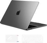 EooCoo Case Compatible with MacBook Pro 14 inch 2024-2021 M4 M3 M2 M1 A3401 A3112 A3185 A2918 A2992 A2779 A2442 Pro Max Chip, Hard Shell Cases with Keyboard Cover, Screen Protector-Space Gray Clear