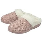 DUNLOP Ladies Slippers Slip On Knit Mules - Pink - UK 4