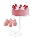 2 Tier Cake Stand Clear Acrylic Cupcake Display Holder Dessert Pastry Tower for Weddings, Birthdays, Anniversaries, Baby Showers (8 Inches and 10 Inches)