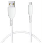 Micro USB Cable 1 Meter Long Charger Cable For Android Data Sync Lead USB A to Micro Cable 2A Fast Charging Cable for Samsung Galaxy S7 S6 S5 Tablet Huawei Sony LG PS4 Nexus HTC Nokia Blackberry White