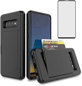 Asuwish Phone Case for Samsung Galaxy S10 with Tempered Glass Screen Protector Cover and Credit Card Holder Stand Slim Hybrid Cell Accessories Glaxay S 10 Edge Gaxaly 10S GS10 X10 Women Men Black